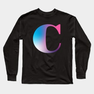 Capital Letter C Monogram Gradient Pink Blue White Long Sleeve T-Shirt